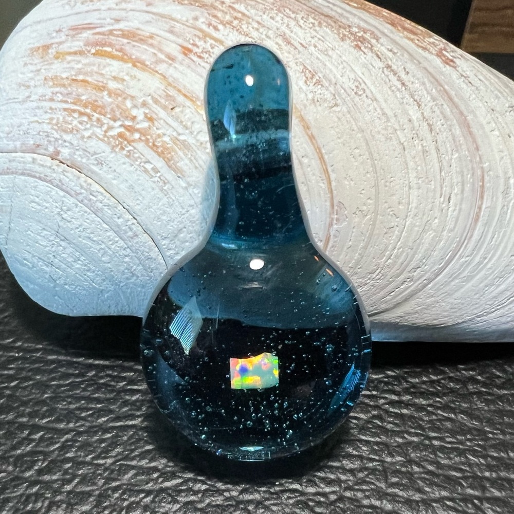 Transparent Blue Pendant with Opal